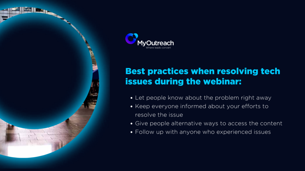 best practices when resolving tech issues during the webinar